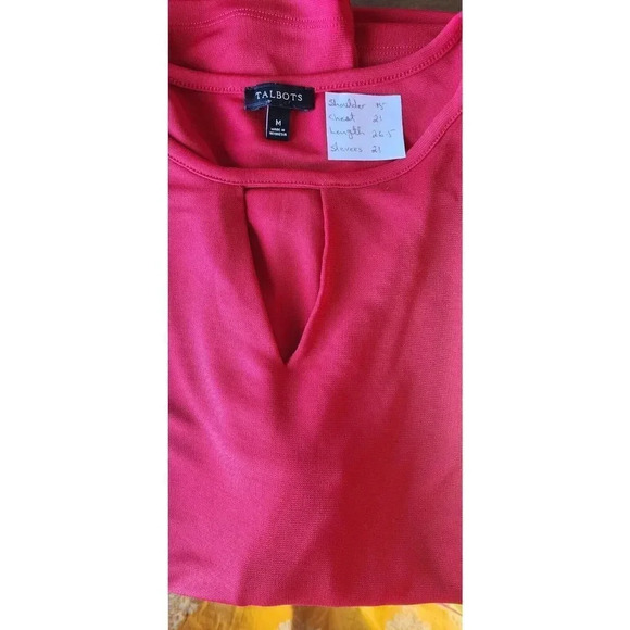 Talbots Top Women's Size Medium Red Polyester Long Sleeve Crew Neck Pullover - Picture 3 of 7